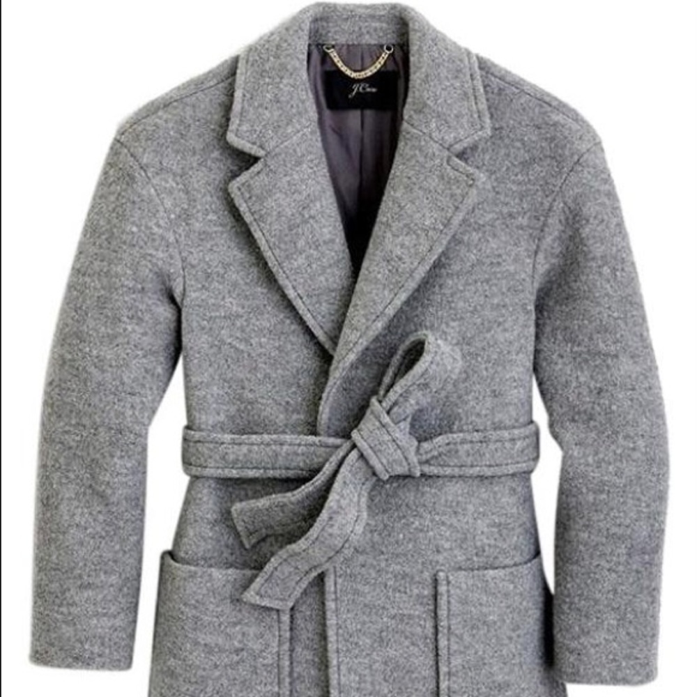 J.Crew Gray Wrap Italian Boiled Wool Coat